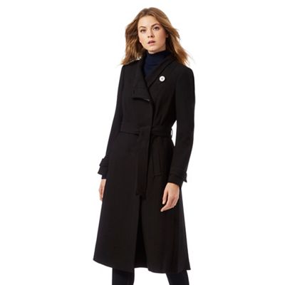 Black longline wrap coat